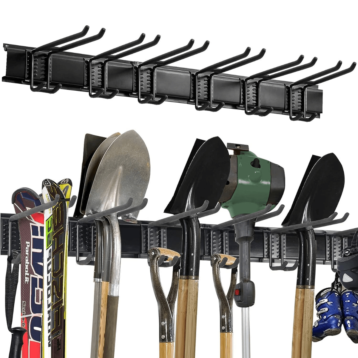 ULTRARACK Tool Storage Rack 2xRails 6xHooks, Black