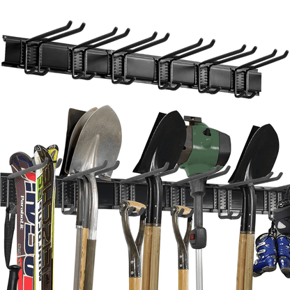 ULTRARACK Tool Storage Rack 2xRails 6xHooks, Black