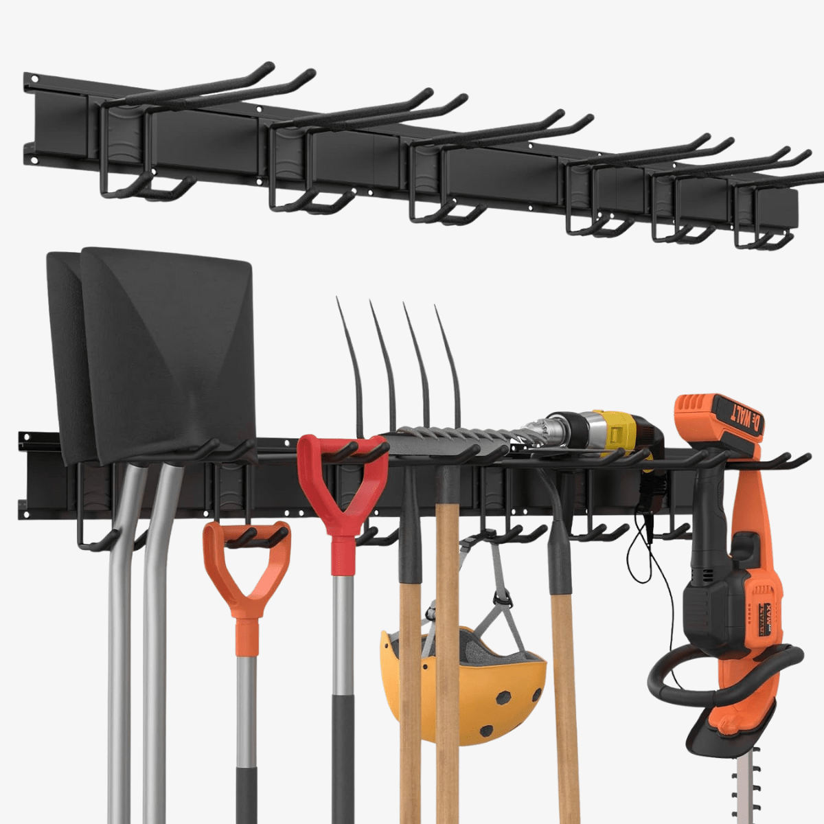 ULTRARACK Tool Storage Rack 2xRails 6xHooks, Black