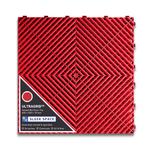 ULTRAGRID Garage Floor Tile 400x400x18mm, Rosso Red